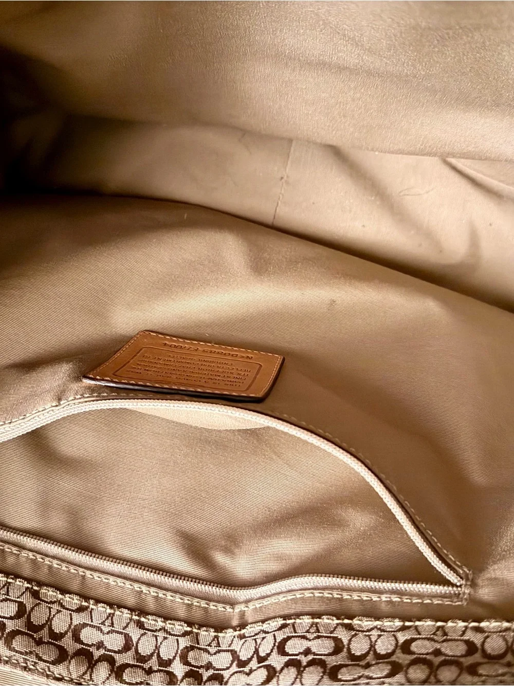 VINTAGE Coach Brown Signature Canvas Messenger with Tan Leather Stripe